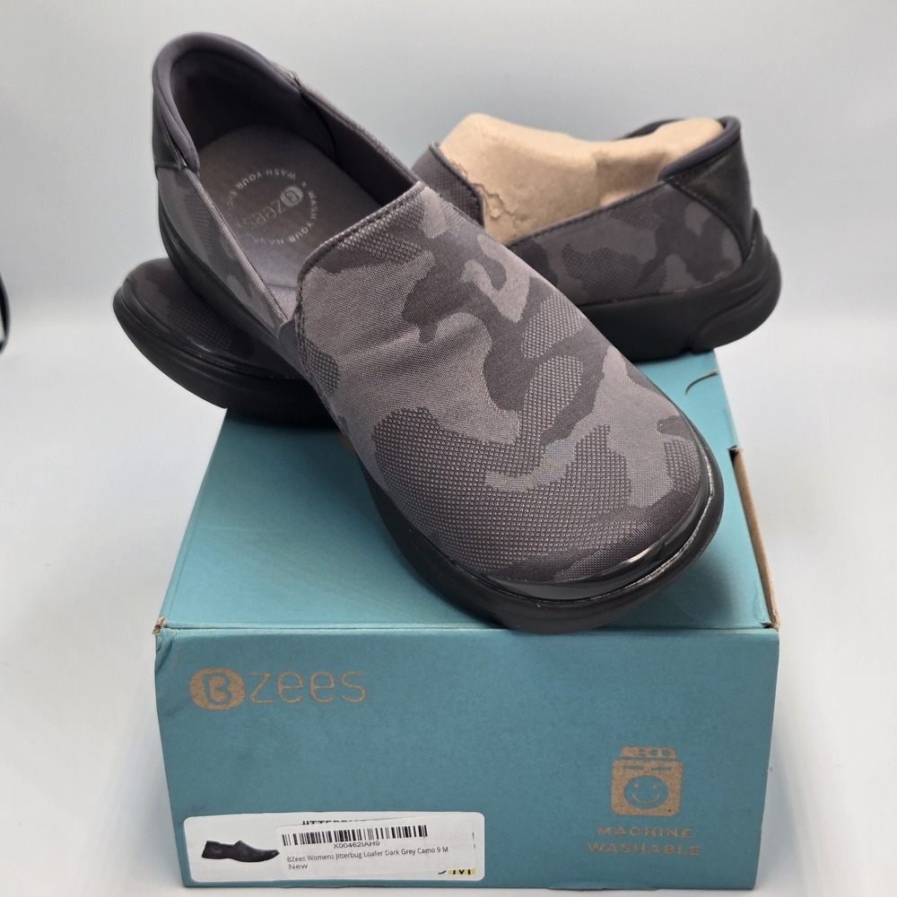 BZees Shoes NEW Women sz 9 cushioned insole Slip on Jitterbug Sneaker camo print